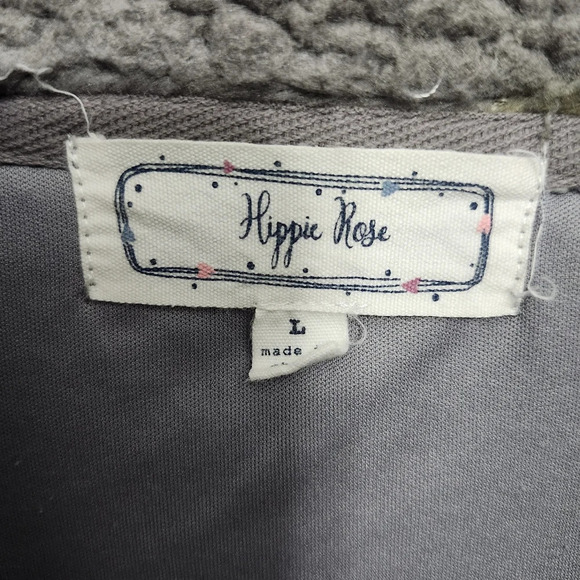 Hippie rose junior's cropped sherpa sweatshirt jacket size large camouflage - Picture 4 of 11